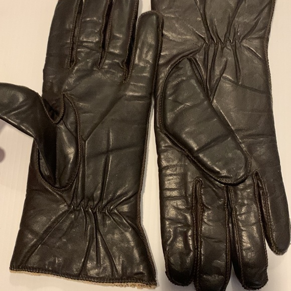 DARK Brown Leather Gloves with Lining Size M - Picture 6 of 17